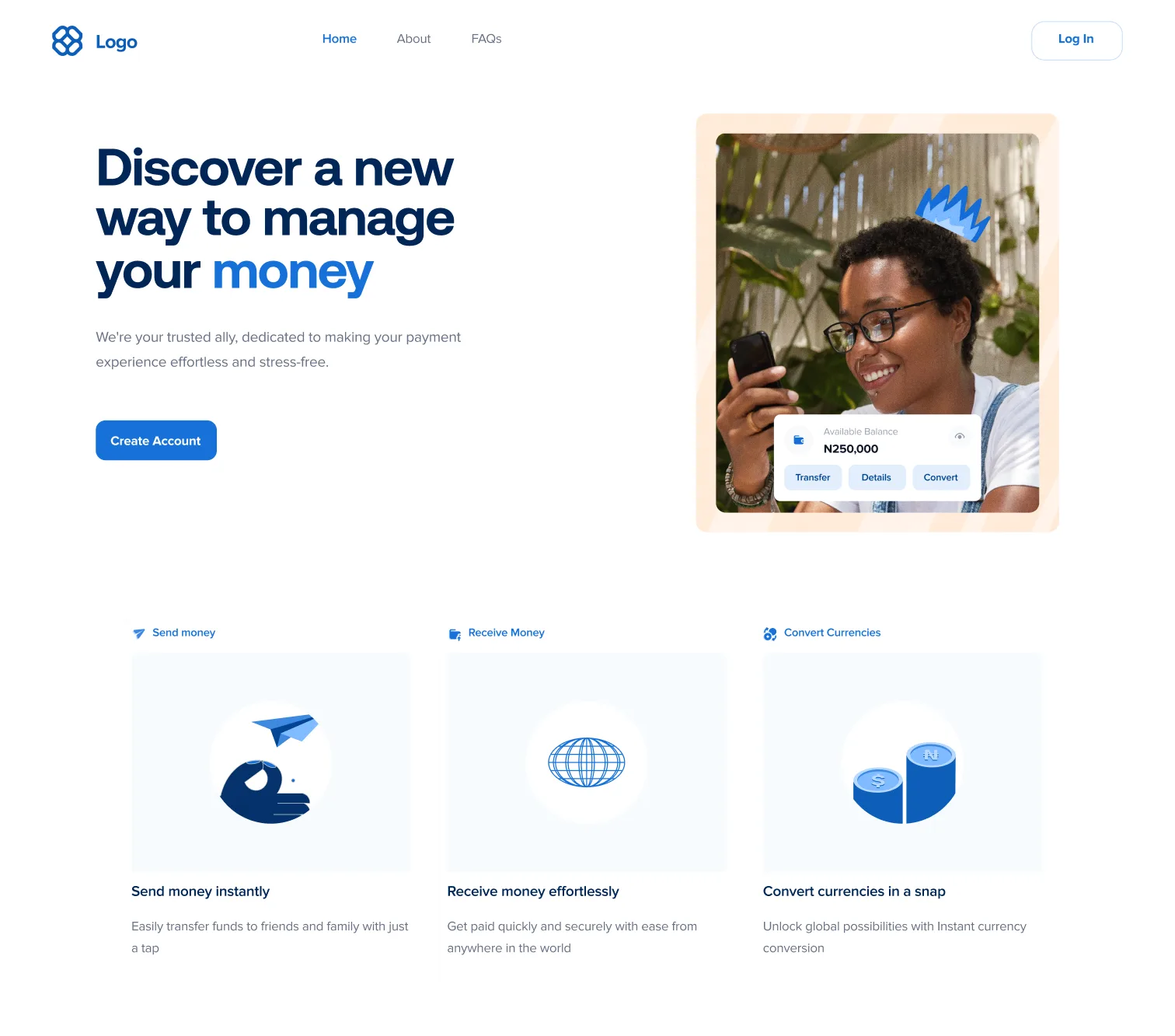 Neon — payments landing page
